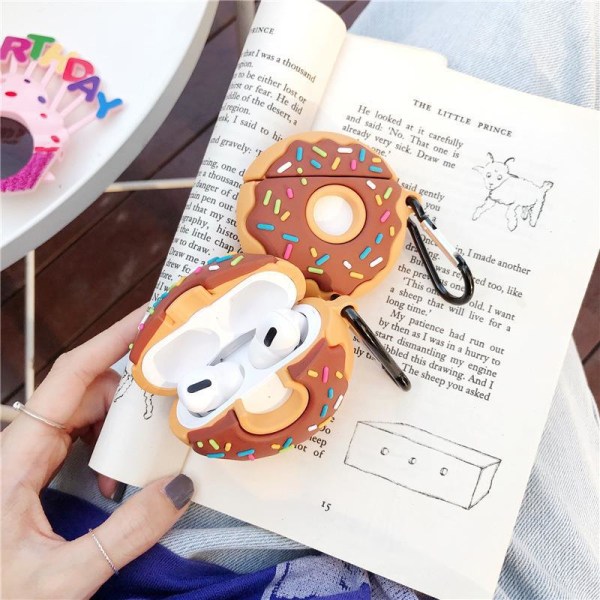 Søt veske for Airpods 3, 3D Donut Design Silikonetui Beskyttende støtsikker deksel med nøkkelring for Airpods ørepropper