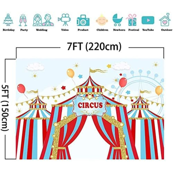 7x5ft Rød Cirkus Fotografi Baggrund Karneval Karrusel Stort Toptelt Første 1. Baggrund Baby Shower Fødselsdagsfest Banner Tilbehør