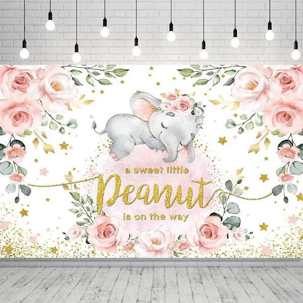 Rosa blomster elefant babyshower banner elefant babyshower bakgrunn for jente babyshower festdekorasjoner rosa fotografering bakgrunn