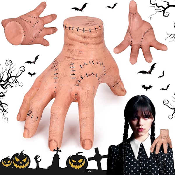 1 st Wednesday Thing Hand, Wednesday Addams Hand, Addams Family Huvudrealistisk Wednesday Addams Tillbehör för Cosplay Dekorationer