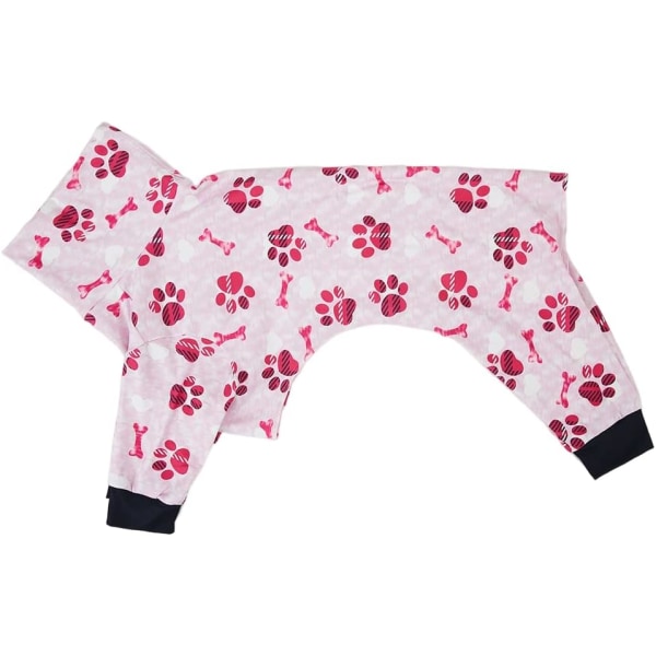 Hundpyjamas Medium Large Dog Paw Printed Greyhound Pyjamas Jumpsuit Body - rosa X Large