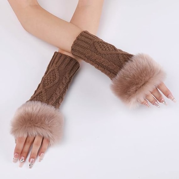2 par votter for kvinner - Vinterhansker - Ermer for kvinner - Varme - Unisex - for å holde kvinner - Stretchy mansjetter,D