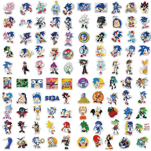 50 stk. søde Sonic-klistermærker til vandflasker, æstetiske klistermærker, klistermærker til bærbare computere, skateboards, vandtætte klistermærker, klistermærkepakke, hvid, One Size