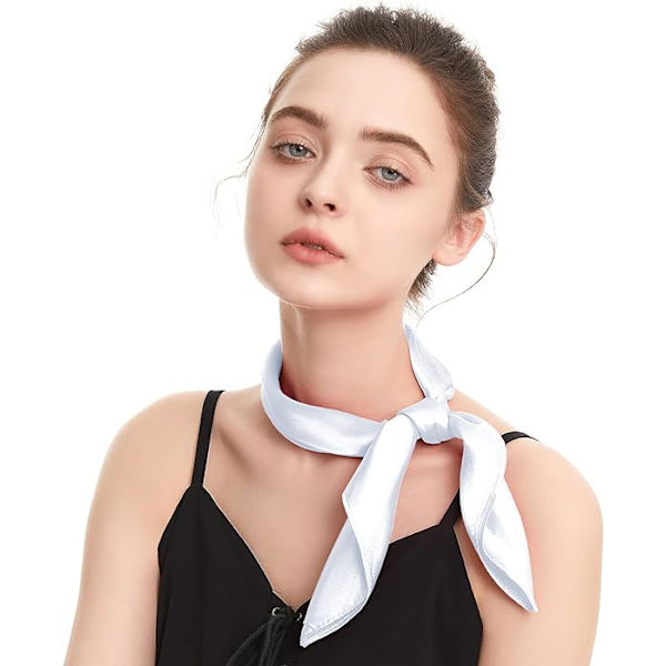 Sidenkänsla Halsduk Kvadratisk Chiffon Halsduk Enfärgad Bandanas Retro Halsdukar för Kvinnor Halsduk Handväska Halsduk