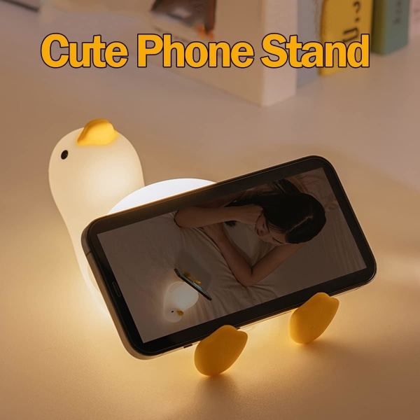 Natlys til børn, Sød Squishy Duck Sengelampe, Kawaii Animals Silicon Light Up til drenge og piger, LED-dekor nattelys