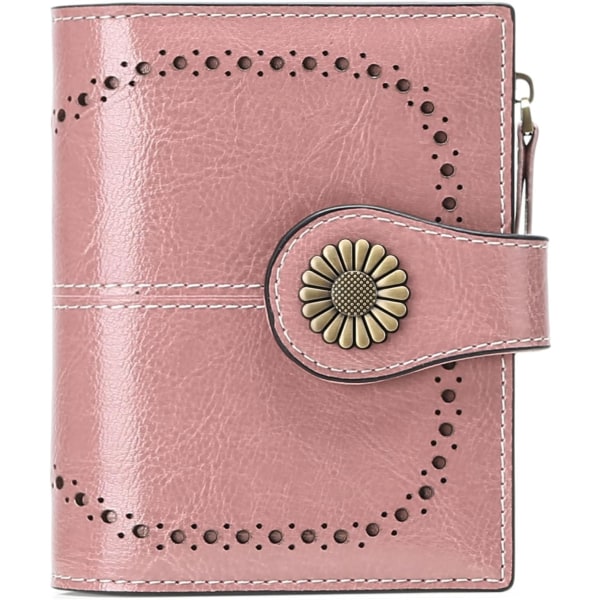 Pieni naisten lompakko, nahkainen bifold-korttipidike RFID-esto vetoketjullisella kolikkotaskulla