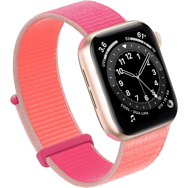 Kompatibel med Apple Watch Band, Dame Menn Sport Nylon Loop Strap for iWatch Series Ultra 8 7 6 5 4 3 2 1 SE (38/40/41mm, Granateple)