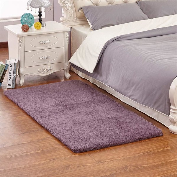 Shaggy halkfri matta, halkfri matta i vardagsrummet i sovrummet, modern matta för sovrummet i vardagsrummet (lila grå, 50 * 80 cm)