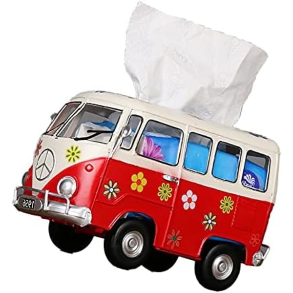 Retro bussformet vevboksdeksel, vevdispenserboksholder for hjem, rom og kontorbruk