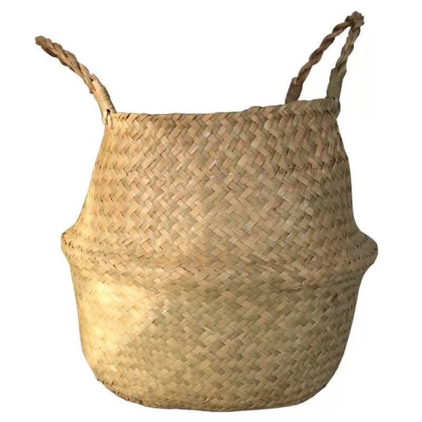 Seagrass Belly Basket Naturlig förvaringskorg flätad tvättkorg Stor förvaring inomhus växtkorg
