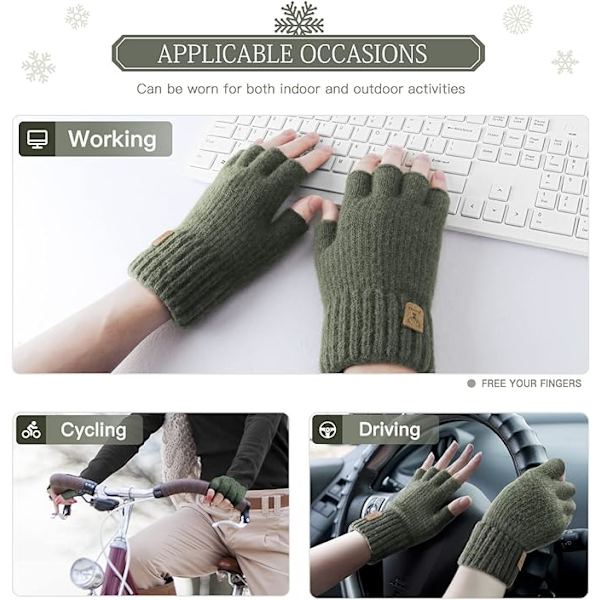 Vinterhalvvantar Fingerless Handskar-Varma Stickade Vantar för Män och Kvinnor,