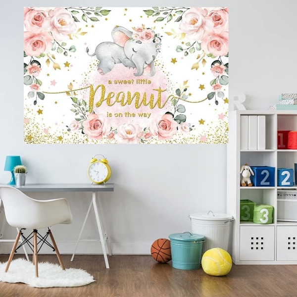 Rosa blomster elefant babyshower banner elefant babyshower bakgrunn for jente babyshower festdekorasjoner rosa fotografering bakgrunn