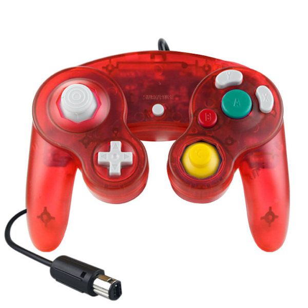 Gamecube Gamepad, 2-pack klassisk gamepad med vibrationsjoystick Transparent Red