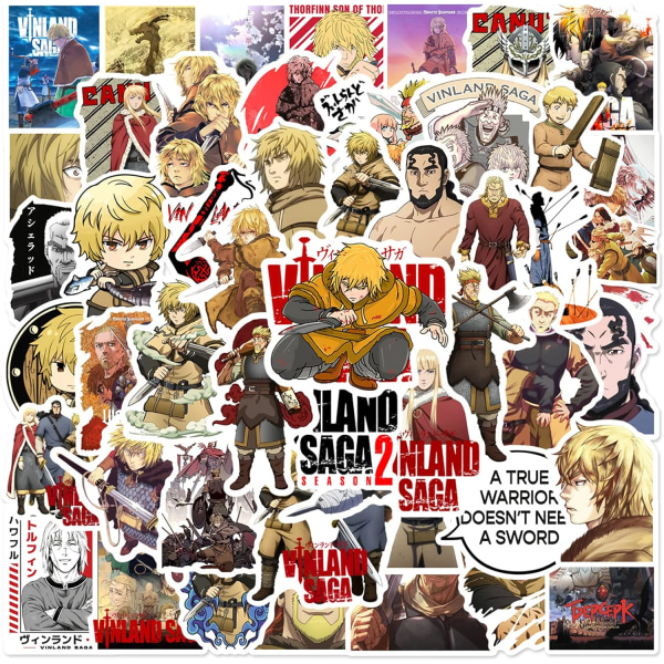 50 kpl Japanilainen Anime VINLAND SAGA Tarrat Vedenpitävät Vinyyli Kawaii Tarrat Lapsille Teini-ikäisille Aikuisille Skeittilauta Tietokone Kannettava Kitaralle