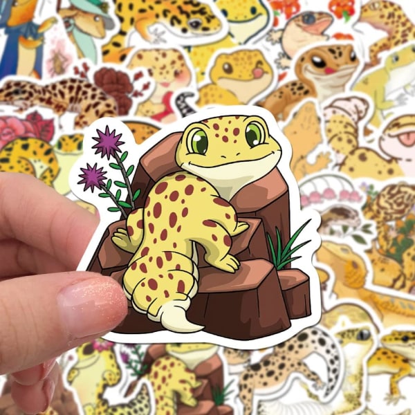 Söpöt keltaiset gekko-lisko-tarrat, 50 kpl vinyyli gekko-lastentarrat vesipulloille kannettavalle tietokoneelle Scrapbooking