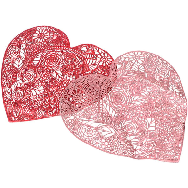 Stykker Pink Dækkeserviet Bryllup Dekoration Bord Dækkeservietter Hjerte Dekor Hjerteformede Dækkeservietter Middag Dækkeserviet Valentinsdag Borddug