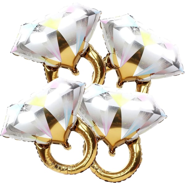4 stk diamant forlovelsesring mylar balloner, bryllup forlovelse og bryllup brude bruser festartikler.