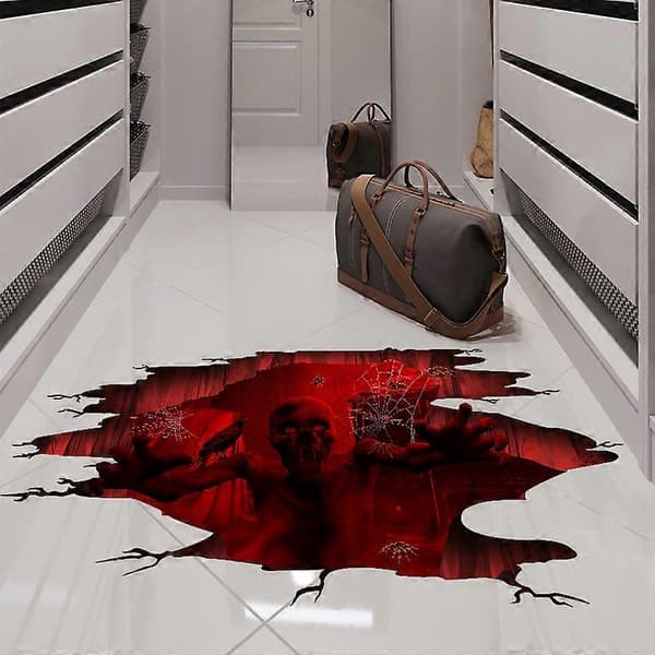 3D Halloween Floor Wall Decals Removable, Halloween Wall Stickers Witch Ghost Skeleton Halloween Decorations, Halloween Window Decorations Decals