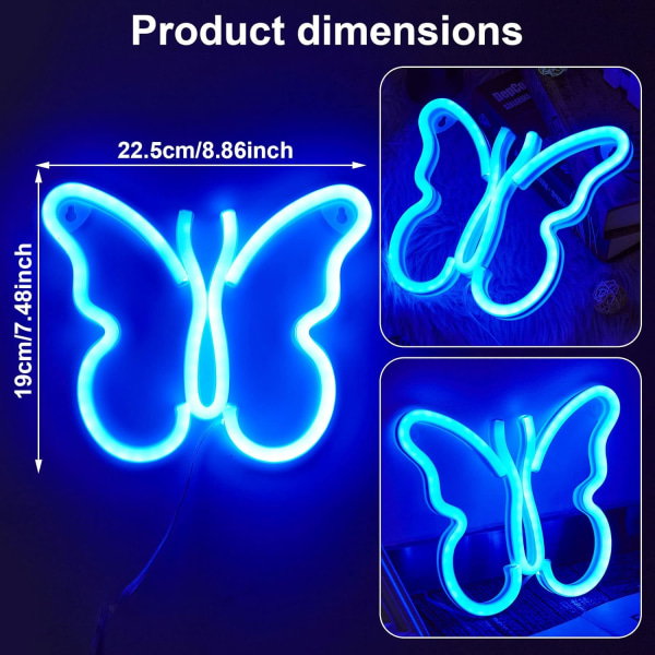Sommerfugl Neon Lys til Soveværelse, Lys Op Skilt Nyhed Cool til Soveværelse, Værelse, Væg Dekoration, Bar, Fest, Jul, Fødselsdag-blå