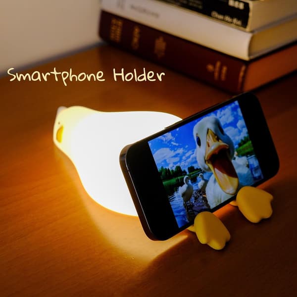 Duck Lamp, Lying Duck Night Light, Rechargeable 3-Level Dimmable Touch Lamp, Suitable for Bedside Table, Soft Silicone Touch Lamp