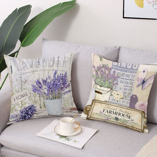 Gårdshus Kuddfodral 18x18 Set om 4 Lavendel Dekorativa Kuddfodral Kuddfodral för Soffa Säng Vardagsrum Utomhus Heminredning