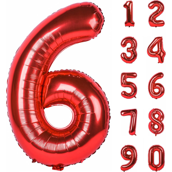 40 tuuman punainen suuret numerot 0-9 syntymäpäiväjuhlakoristeet heliumfolio Mylar iso numero ilmapallo digitaalinen kuusi