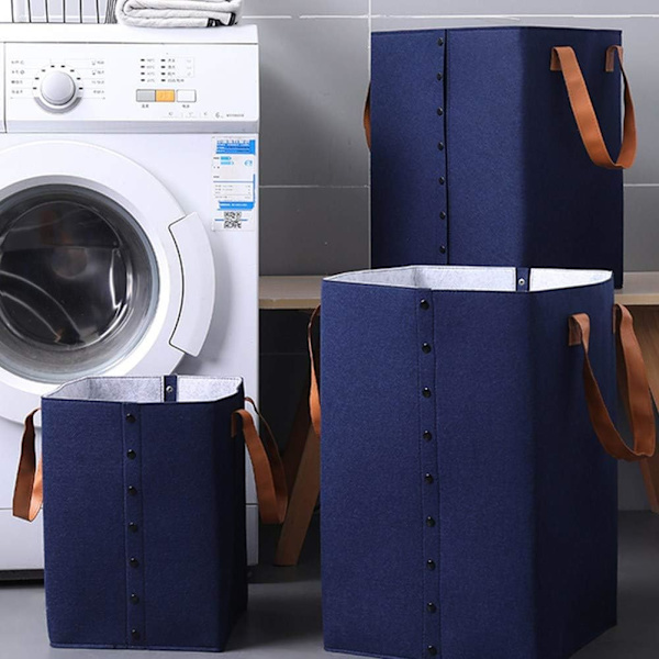Vasketøjskurv Opbevaringskurv Vasketøjskurve til Soveværelser Store Vasketøjskurve Lille Opbevaringskurv Store Opbevaringskurve Navy Blå,24X24X34