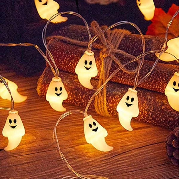 Halloween merkkivalo, 3M 20 LED Ghost Light, Ghost Halloween -koristeluvalot, Ghost String Lights Halloween Party -koristeluun