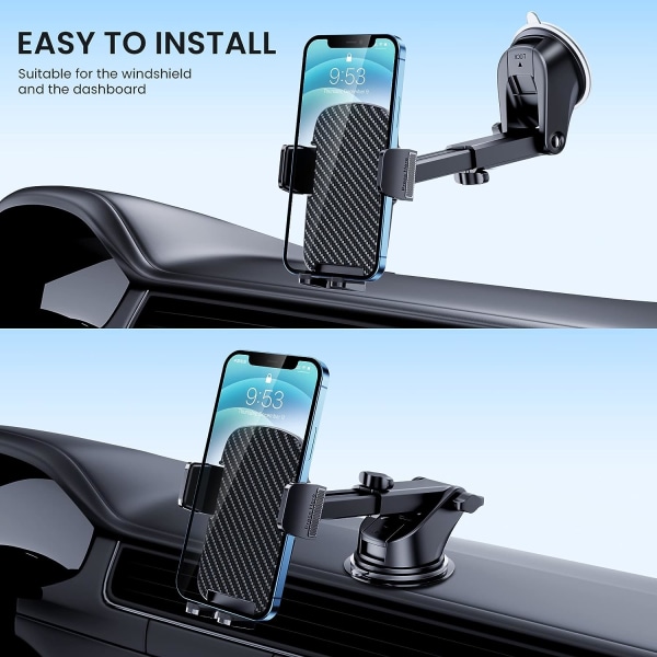 Biltelefonhållare [Militärt sug] Biltelefonhållare 360° sugkopp Fast biltelefon Dashboard Bärbar bilhållare Universal bil GPS