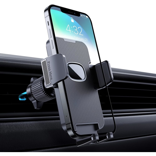 Autopuhelimen pidike [Military Grade Clip] 360 astetta kääntyvä puhelinteline auton tuuletusaukon GPS:lle iPhone Android-älypuhelimelle (musta)