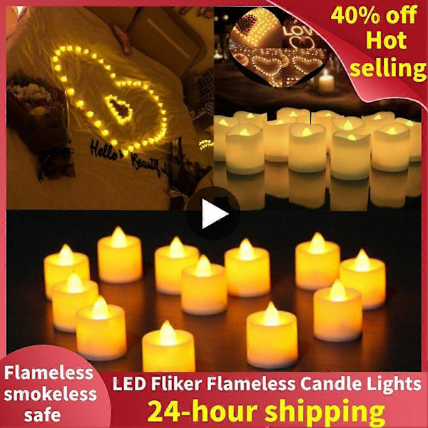 Flammeløs LED Lys Batteridrevne Lys Fyrfadslys Lampe Bryllup Fødselsdagsfest Dekorationer Cold White