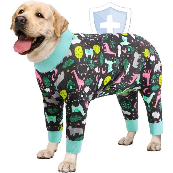 Hundegenoptræningsdragt efter operation Hundeonesie, Kirurgisk genoptræningsskjorte til hund, Dinosaur Camo Hunde Pyjamas Heldragt til mellemstore og store hunde Keglealternativ-4XL