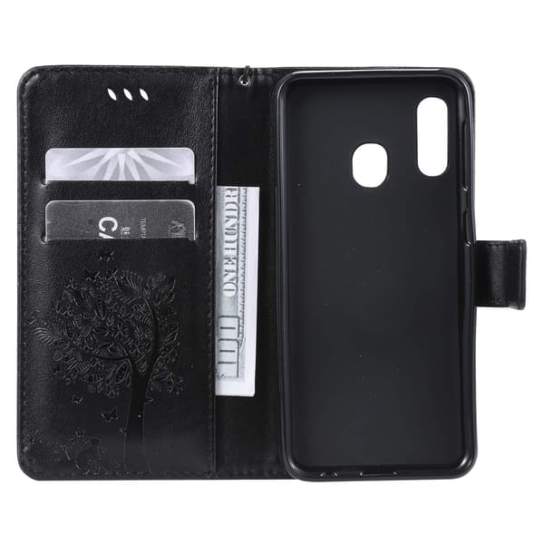 Samsung Galaxy A20E/A10E Protective Case, Shockproof TPU Leather Flip Protective Wallet Case (Black)