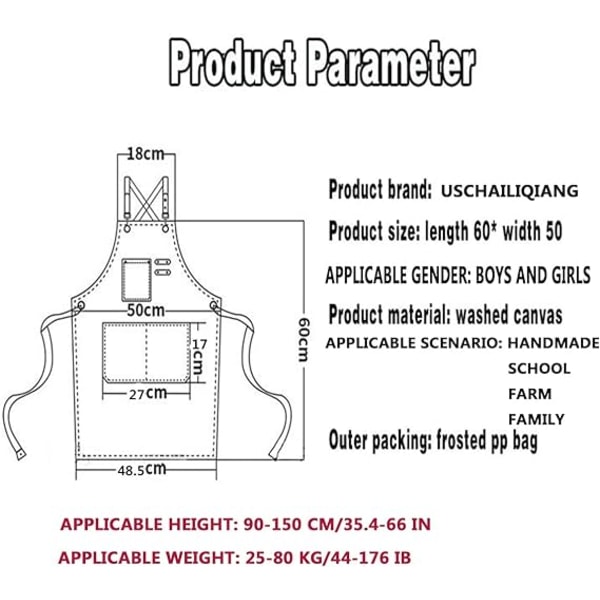 Justerbare forklæder Vandtæt til madlavning Maleri Gartner Lærred Forklæde til 6-12 piger og drenge, lilla