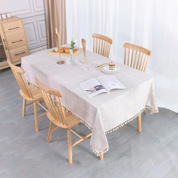 Neliönmuotoinen pöytäliina 140x140 puuvillainen pellava pöytäliina Neliönmuotoinen puuvillainen pöytäliina tupsu pöytäliina laatat Koriste kodin keittiön pöytään
