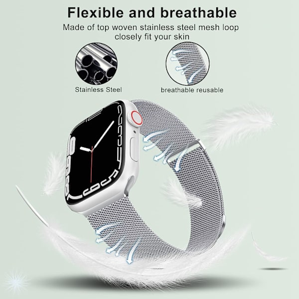 Dam- och herrband i rostfritt stål med magnetlås för iWatch (45 mm/44 mm/42 mm/49 mm, regnbåge).