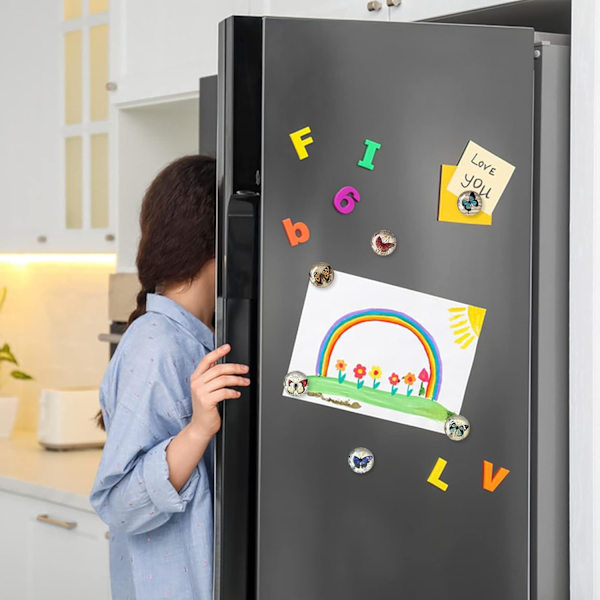 Magneettiset jääkaappitarrat, 12 kpl Lasia Värikkäät Perhonen Kuvio Jääkaapin Magneetti Valkotaulun Magneetti Tarrat Soveltuvat Jääkaapin Koristeluun 50 mm