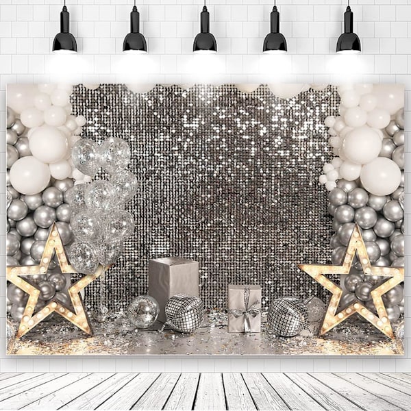 7x5ft Glitter Sliver Disco Party Tausta Syntymäpäivä Vastaanotto Valokuvaus Tausta Kakku Pöytä Dekor Tausta Muotokuva Tausta Valokuvaus Rekvisiitta