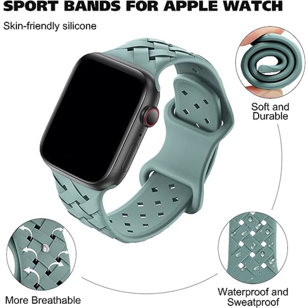 Silikonflettet vevde bånd kompatibel med Apple Watch 42mm 44mm 45mm 49mm, erstatning silikon sportspustebånd for kvinner menn-kaktus