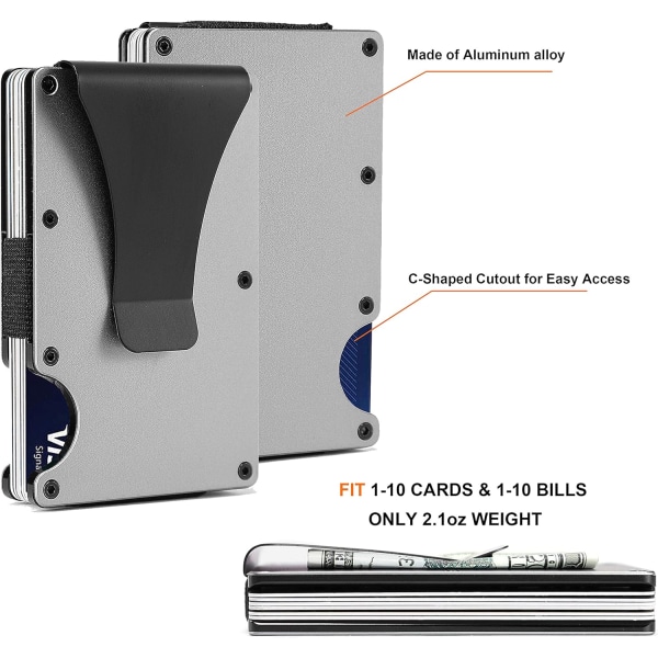 Minimalistiset miesten lompakot - Miesten ohut metallilompakko, jossa  rahaklipsi - etutasku RFID-suojattu alumiininen luottokorttipidike  liikematkoille 6cc4 | Fyndiq