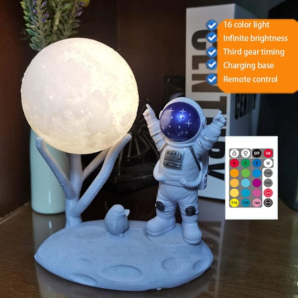 Astronaut Måne Måne Bordsdekoration, Dimbar, Semestergåva, 300mAh Powerbank för Sovrum,A