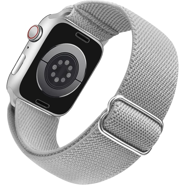 Elastisk klokkearmbånd kompatibelt med Apple Watch Band 41mm 40mm 38mm Komfortabelt justerbart sportsarmbånd for kvinner menn - lys grå