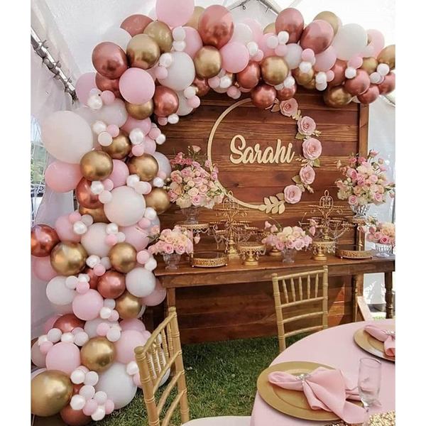 Rosa ballongbue sett 140 stk, babyshower dekorasjoner for jente med rosegull metallisk babyrosa ballonger girlander for festdekorasjoner