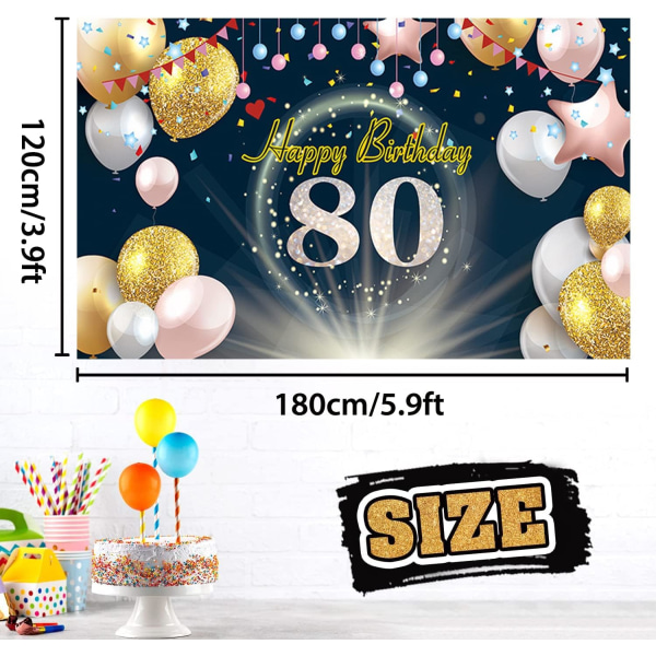Syntymäpäiväbanneri 80 vuotta vanha syntymäpäivän taustakoristeet Värikkäät ilmapallot Syntymäpäivätarvikkeet Valokuvaus tausta Syntymäpäiväjuhlakoristeet