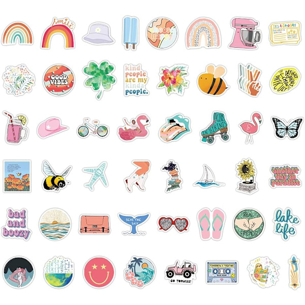 Stickers til vandflasker, 100 stk. VSCO vinyl vandtætte klistermærker søde æstetiske klistermærker, klistermærker til bærbare computere, vandflasker, skateboard og telefoner