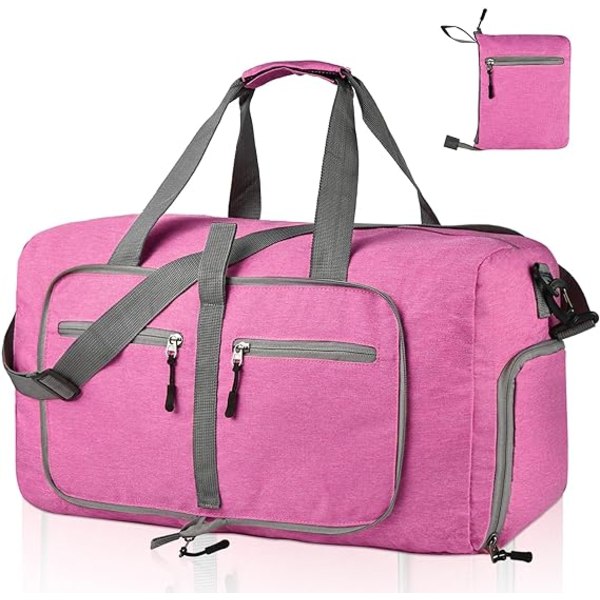 Travel Duffel Bag for menn - Sammenleggbar Duffel Bag med skorom - Overnattingsvesker Vanntett og rivebestandig