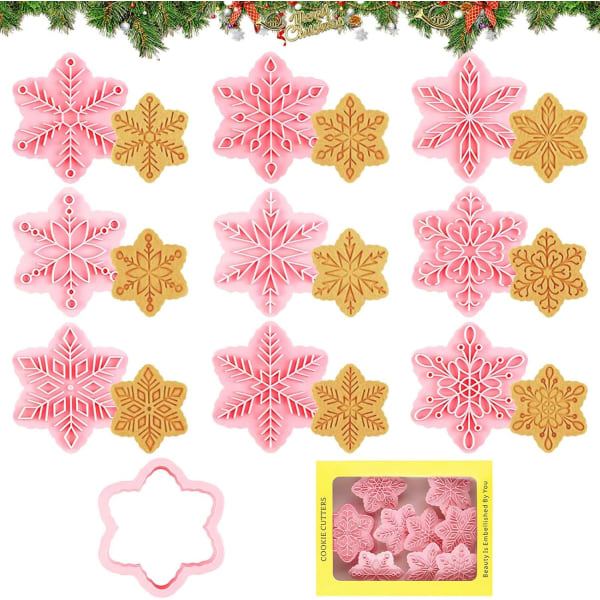 Julekageform, 9 stk. 3D-kageform, julekageform, plastikkageform, kiksform til jul,A