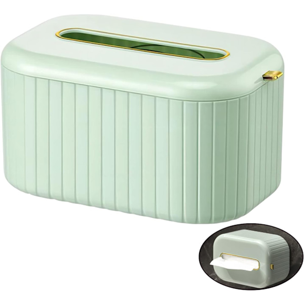 Nordisk stil vægmonteret tissueholder, tissueboks, toiletpapirholdere, tissueholder med låg til badeværelse, soveværelse, spisebord, kontor (grøn)