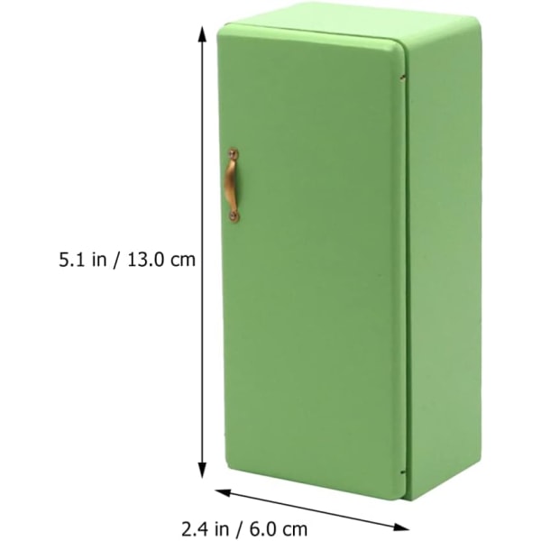 Minikylskåp 1:12 Minikylskåp, dockskåpsmöbler i trä Miniatyrdockhusmöbler för dockskåpskök (grön) Heminredning