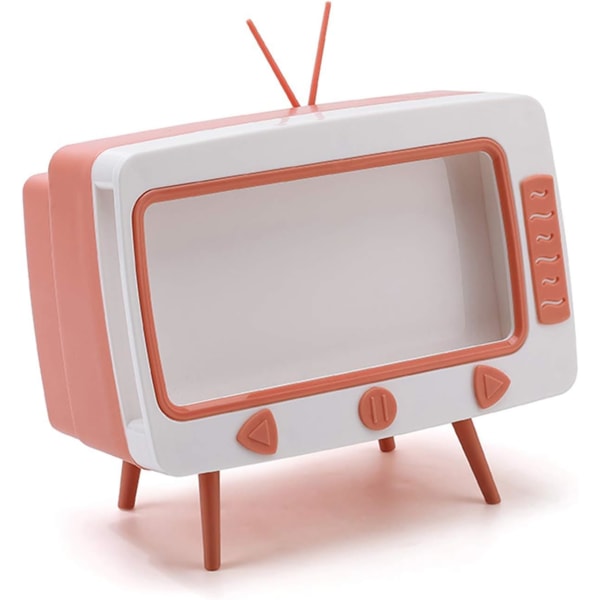Pehmopaperikotelon cover, retro-TV-puhelintelineen teline kaikille älypuhelimille, monitoiminen pehmopaperirasiateline, laatikko huoneen kylpyhuoneeseen keittiön ruokailutilaan (vaaleanpunainen)
